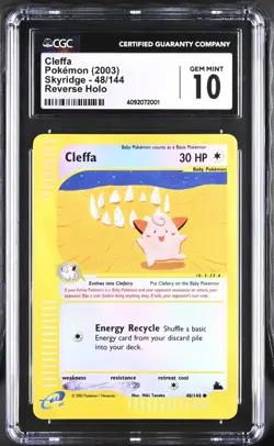 Pokemon Cleffa Reverse Holo Skyridge 48/144 CGC 10 Gem Mint - Image 1