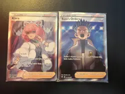 Pokemon SEALED Boss's Orders Cyrus SWSH251 + Klara SWSH302 Promo Full Art - Image 1