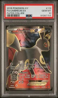 2016 POKEMON XY FATES COLLIDE #119 FULL ART/UMBREON EX PSA 10 - Image 1