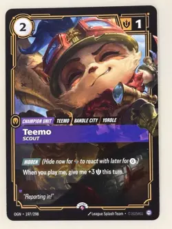 Riftbound Teemo Promo Card 197/298 League of Legends TCG English NM - Image 1