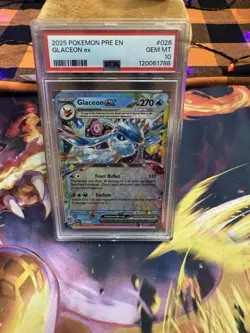 Pokemon TCG 2025 Prismatic Evolutions Glaceon EX Card 026/131 PSA 10 Graded - Image 1