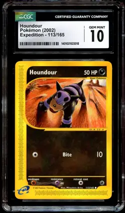 CGC 10 GEM MINT Houndour 113/165 Expedition Base Set Pokemon Card 018 - Image 2