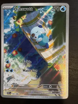 Pokemon TCG Oshawott 105/086 SV11W: White Flare Illustration Rare Holo NM - Image 4