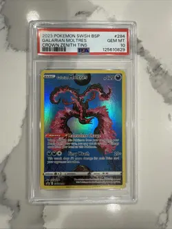 2023 POKEMON SWSH BLACK STAR PROMO CROWN ZENITH TIN #284 GALARIAN MOLTRES PSA 10 - Image 1