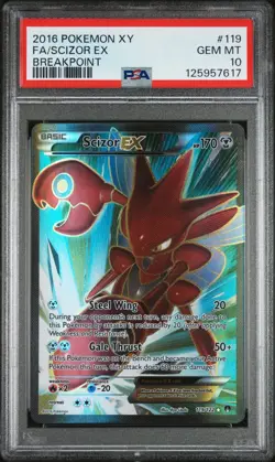 2016 Pokemon - XY Breakpoint - Scizor EX 119/122 Full Art - PSA 10 - Image 1
