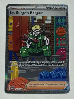 pokemon mega evolution Lt. Surge’s Bargain Full Art 185/132 Spec Illustration R - Image 1