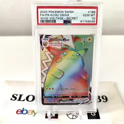 PSA Gem Mint 10 Pokemon Vivid Voltage Secret Rare Rainbow Pikachu VMAX 188/185 - Image 1