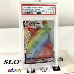PSA Gem Mint 10 Pokemon Vivid Voltage Secret Rare Rainbow Pikachu VMAX 188/185 - Image 2