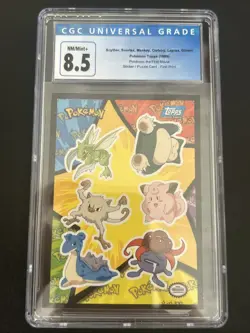 Pokemon Topps Blue Label 1999 Movie Sticker Puzzle Sheet Lapras Snorlax CGC 8.5 - Image 1