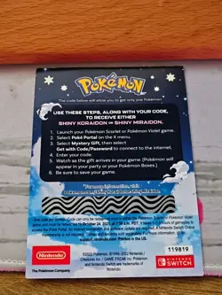 GameStop Scarlet & Violet Shiny Koraidon/Miraidon Promo Card - NEW - UNSCRATCHED - Image 2