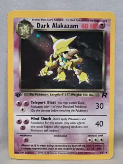 Pokemon 1999/2000 1st Edition Dark Alakazam 1/82 Team Rocket Holo Raw Card - Image 1