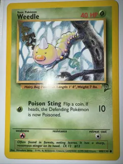Pokemon TCG Weedle Base Set 2 Unlimited Common Card 100/130 - Image 1