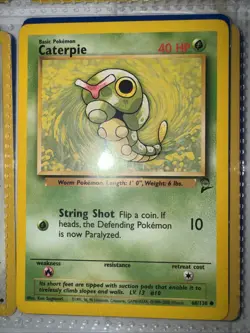 Pokemon TCG Caterpie 68/130 Base Set 2 WOTC Unlimited Common Card Mint Condition - Image 1