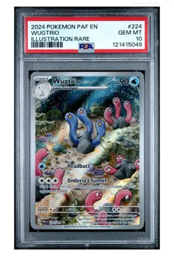 Pokemon TCG Wugtrio 224/091 2024 Paldean Fates Illustration Rare Card - PSA 10 - Image 1