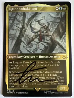 MTG Etched Foil Assassin's Creed ACR Ratonhnhake:ton MINT Signed By Greg Staples - Image 1