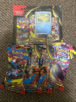 Pokemon Mega Evolution 3 Pack Blister AND 4 Sleeved Art - Factory Sealed - Image 1
