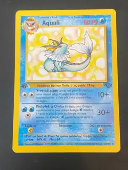 CARTE POKEMON AQUALI 28/64 EDITION 1 FR RARE WIZARDS JUNGLE - EXC - Image 1