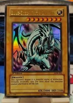 2002 Blue Eyes White Dragon LOB-001 1st ED Ultra Rare Holo YuGiOh Card English - Image 1