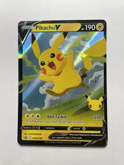 Pokemon Pikachu v SWSH143 Black Star Promo Holo Card 2021 Celebrations - Image 1
