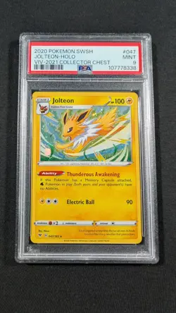Pokemon Card Holo Jolteon 047/185 PSA 9 MINT Vivid Voltage Collecter Chest Promo - Image 1