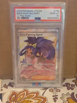 2025 Pokemon SV Journey Together JTG EN Iris's Fighting Spirit #180/159 PSA 10 - Image 1