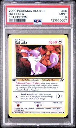 2000 Pokemon Team Rocket - RATTATA #66 (1st Edition) - PSA 9, MINT - Image 3