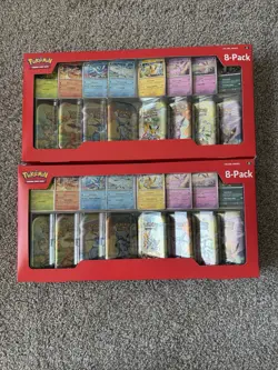 Pokemon TCG Lot S&V 151 Prismatic Evolutions SPC Costco 8 Mini Tins (lot of 2) - Image 1