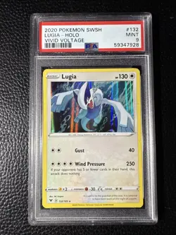 2020 Pokemon SWSH Vivid Voltage #132 Lugia Holo PSA 9 Mint - Image 1