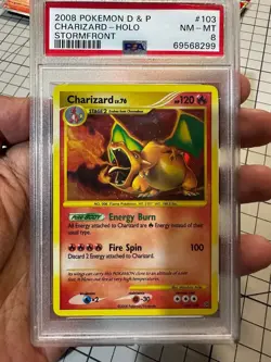 Charizard 103/100 Holo Secret Rare Pokemon 2008 D&P Stormfront PSA 8 NM-MT - Image 1