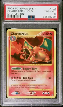 Charizard 103/100 Holo Secret Rare Pokemon 2008 D&P Stormfront PSA 8 NM-MT - Image 2