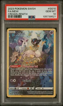 2023 POKEMON SWORD & SHIELD CROWN ZENITH #GG10 FULL ART/MEW PSA 10 - Image 1