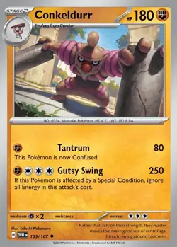 x4 Conkeldurr - 105/167 - Uncommon - Reverse Holo Pokemon SV06 Twilight Masquera - Image 1