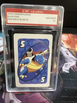 Blastoise UNO BLUE #5 Pokemon Trading Card Game 2020 EMC GRADED 10 ASIA BACK - Image 1
