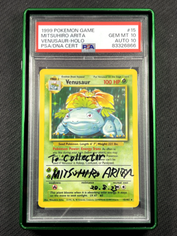 Pokemon Card PSA 10 / 10 Gem Mint Auto Arita Signed Base Set Venusaur Holo Pop 4 - Image 1