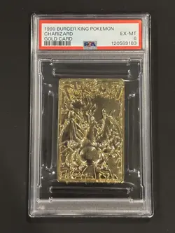 Charizard Pokemon Card Burger King 23K Gold Plated Promo Nintendo PSA 6 - Image 1
