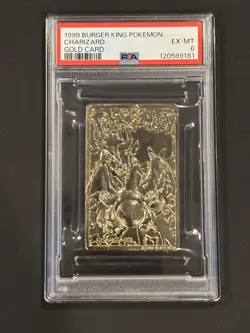 Charizard Pokemon Card Burger King 23K Gold Plated Promo Nintendo PSA 6 - Image 1