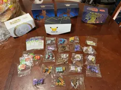 Lot of 5 Empty Pokemon ETB Boxes (No Cards) With Misc Accs (Dice, Etc.) - Image 1