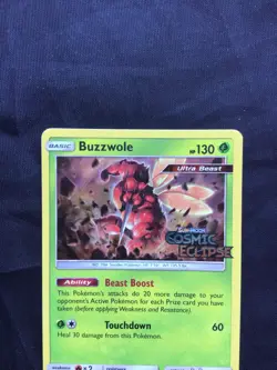 Pokemon Cards: Cosmic Eclipse Prerelease Promo: Buzzwole SM218 - Image 2