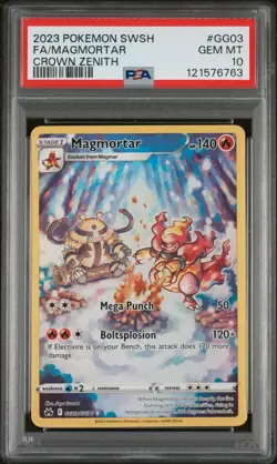 PSA 10 GEM MINT MAGMORTAR FULL ART GG03/GG70 CROWN ZENITH 2023 POKEMON TCG - Image 1