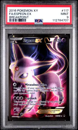 2016 POKEMON XY BREAKPOINT ESPEON EX #117 FULL ART PSA 9 MINT #112784707 - Image 1