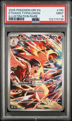2025 POKEMON DRI EN-DESTINED RIVALS ILLUSTRATION RARE ETHAN'S TYPHLOSION PSA 9 - Image 1