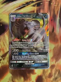 Alolan Persian GX 129/236 SM Cosmic Eclipse Holo NM Full Art Rare Pokemon TCG - Image 2