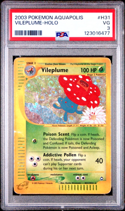 PSA 3 HUGE SWIRL 2003 Aquapolis Vileplume Holo Foil H31/H32 WOTC Pokemon - Image 1