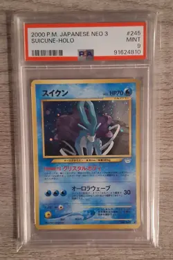 PSA 9 MINT Suicune Holo #245 Pokemon Japanese Neo - Image 1