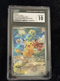 CGC 10 GEM MINT - Pikachu #27 [Black Star Promo] Pokemon TCG Paldea Evolved ETB - Image 1