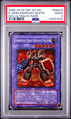 PSA 2 1ST EDITION ULTIMATE Elemental Hero Rampart Blaster EEN-EN033 YUGIOH - Image 1