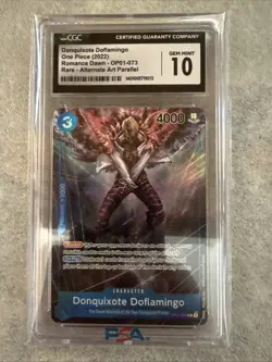 CGC Graded 10 One Piece Donquixote Doflamingo OP01-073 Rare Card - Image 1
