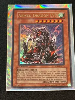 Vintage Yu-Gi-Oh Armed Dragon LV7 1st Edition Card ATK/2800 DEF/1000 SOD-EN015 - Image 1