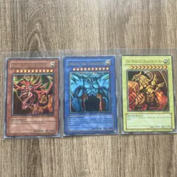Yu-Gi-Oh! Egyptian God Cards Ultra Rare GBI Full Set Played/HP - Image 1