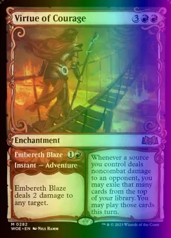MTG Magic the Gathering Virtue of Courage (282/475) Wilds of Eldraine LP FOIL - Image 1